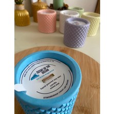 Dekoratif Okyanus Kokulu Mavi Taş Kap Mum – 300G Doğal Soya Wax, Ahşap Fitilli, El Yapımı ve Vegan