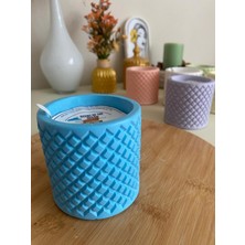 Dekoratif Okyanus Kokulu Mavi Taş Kap Mum – 300G Doğal Soya Wax, Ahşap Fitilli, El Yapımı ve Vegan