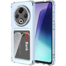 Tecno Spark 30 Kılıf Darbe Emici Köşe Korumalı Kartlıklı Cüzdanlı Silikon Kapak - Şeffaf