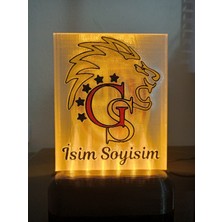 Kişiye Özel Isimli Sarı Kırmızı Aslan Taraftar Dekoratif LED Lamba M1 Kablolu Amber LED
