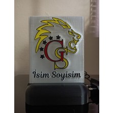 Kişiye Özel Isimli Sarı Kırmızı Aslan Taraftar Dekoratif LED Lamba M1 Kablolu Amber LED
