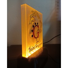 Kişiye Özel Isimli Sarı Kırmızı Aslan Taraftar Dekoratif LED Lamba M1 Kablolu Amber LED