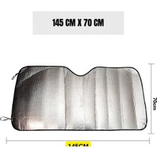 Güneşlik Gölgelik Standart Boy Vantuzlu Gümüş Nikel Balonlu Ön Cam Oto 145CM x 70CM Büyük Boy