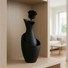 Siyah Modern Dekoratif Mat Kuru Çiçek Vazosu