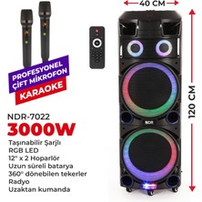 NDR-7022 3000W Taşınabilir Karaoke Hoparlör – Çift Mikrofonlu Rgb LED Işıklı