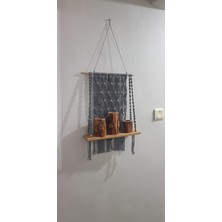 Makrome Duvar Rafı Antrasit . Çok Amaçlı Duvar Rafı