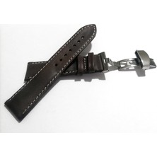 Fado Her Saate Uygun  Kelebek  Toka  22  mm   Hakiki Deri (236) Gumuş Toka  Koyu  Kahve