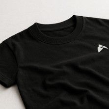 Sarsala Loose Fit Siyah Spor Tişört Pamuklu Kalın Kumaş Nakış Logo Detaylı