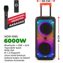 NDR-1095 6000W Taşınabilir Rgb LED Karaoke Hoparlör – Mikrofonlu | Tekerlekli | Şarjlı