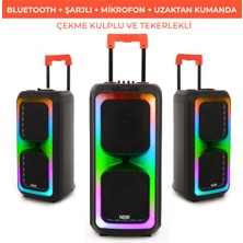 NDR-1097 6000W Taşınabilir Karaoke Hoparlör – Rgb LED Işıklı | Mikrofonlu | Tekerlekli Çekçekli