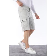 Erkek Comfort Fit Keten Bel Lastikli Cepli Kapri Şort