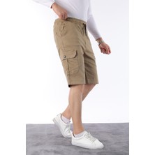 Erkek Comfort Fit Keten Bel Lastikli Cepli Kapri Şort