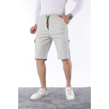 Erkek Comfort Fit Keten Bel Lastikli Cepli Kapri Şort