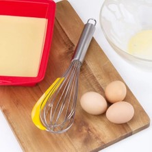 Hill Homes Sıyırıcılı Paslanmaz Çelik Çırpıcı Pratik Yumurta Sos Karıştırıcı Spatulalı Yeni 30 cm