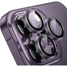 Iphone 14 Pro Max/14 Pro Ile Uyumlu Cmcov Kamera Lens Koruyucu Kolay Tak Çıkar Ergonomik Ince Tasarım Kırılma ve Çizilme Önleyici Derin Mor