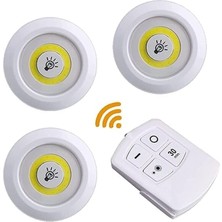 Store H3 Cob Uzaktan Kumandalı Üçlü Spot Lamba Pilli Dolap Altı Spot Günışığı