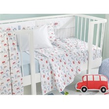 English Home Mini Cars Pamuklu Bebek Nevresim Takımı Lastik Çarşaflı 100X150 cm Mavi