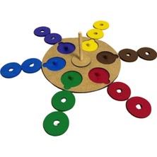 Montessori Doğal Ahşap Renkli Disk Oyun Seti - Eğitici ve Eğlenceli