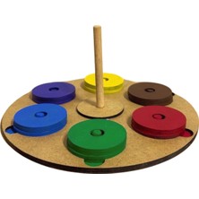 Montessori Doğal Ahşap Renkli Disk Oyun Seti - Eğitici ve Eğlenceli
