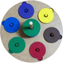 Montessori Doğal Ahşap Renkli Disk Oyun Seti - Eğitici ve Eğlenceli