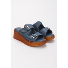 Ender Iç Dış  Deri Çift Tokalı Platformtaban Kadın Terlik KCTC01