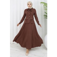 Sefa Merve Gömlek Etek Ikili Takım 11309-02 Kahverengi
