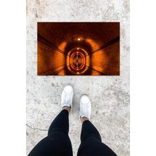 Dijital Baskı Kahverengi Tünel Desen Kapı Önü Paspası K-1048