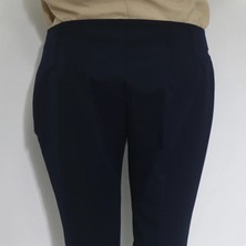 Klapa Fistan Store Kadın Lacivert Düz Yüksek Bel Normal Kesim Boru Paça Yazlık Battal Kumaş Pantolon
