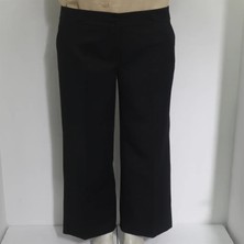 Klapa Fistan Store Kadın Siyah Düz Yüksek Bel Rahat Kesim Geniş Paça Astarlı Yazlık Kumaş Pantolon