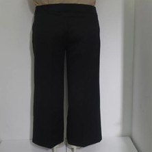 Klapa Fistan Store Kadın Siyah Düz Yüksek Bel Rahat Kesim Geniş Paça Astarlı Yazlık Kumaş Pantolon