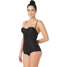 Siyah   Lazer Kesim Göğsü Açık Slip Korse