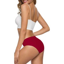 8 Adet Kadın Dikişsiz Lazer Kesim Esnek Iz Yapmayan Külot Bordo