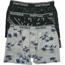 Erkek Likralı Boxer 6 Lı Desenli Karışık Renkler (Menbox 1052)