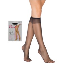 Fit 15 Burunsuz Parlak Kadın Pantolon Diz Altı Çorabı Siyah