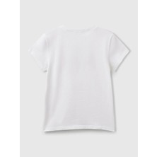 Gugo Benetton Kız Çocuk Baskılı Tshirt 6-14 Yaş Beyaz