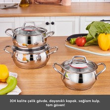 Karaca Emirgan İndüksiyon Tabanlı 6 Parça Çelik Midi Tencere Seti