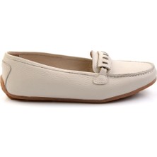 Krem Leather Kadın Loafer Ayakkabı K01087230403