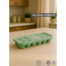 Jet's Home 12 Bölmeli Buz Kalıbı Esnek Silikon Buz Küpü Bpa Free Yuvarlak Bas Parmak Buzluk Çapı 3,5 cm Yeşil