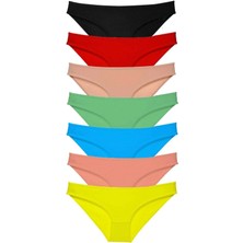 7 Adet Süper Eko Set Likralı Kadın Slip Külot Çok Renkli