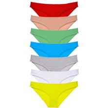7 Adet Süper Eko Set Likralı Kadın Slip Külot Çok Renkli