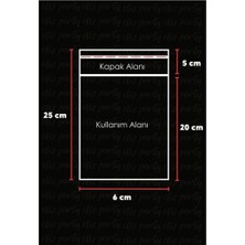 Eliz Party 6X25CM Şeffaf Bantlı Yapışkanlı Opp Parlak Jelatin Poşet Bijuteri Aksesuar Paketleme Poşeti 100 Ad
