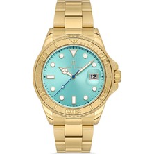 David Guner Sarı Kaplamalı Açık Mavi Kadranlı Erkek Kol Saati DG-8712GA-B15