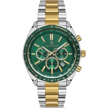 David Guner Sarı Beyaz Kaplamalı Yeşil Kadranlı Erkek Kol Saati DG-8405GA-D10