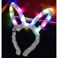 Ttt LED Işıklı Peluş Tavşan Kulak Taç Beyaz