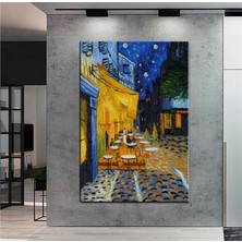 Marsilyan- Dekoratif Van Gogh Cafe Teras Gece Tablo Tuval Üzerine Reprodüksiyon Kanvas Tablo