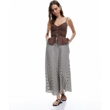 Koton x Melis Ağazat - Viskon Kumaş Astarlı A Kesim Cepli Uzun Etek