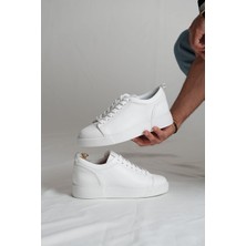 Dina Model Hakiki Deri El Yapımı Erkek Beyaz Sneakers Ayakkabı