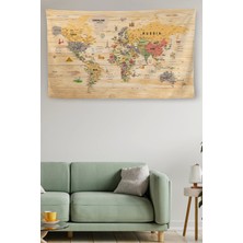 Marsilyan Marsilyan- Duvar Örtüsü / Halısı Güncel Ingilizce Pastel Dünya Haritası Ahşap GÖRÜNÜMLÜ-3983