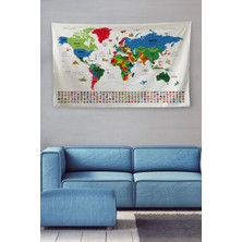 Marsilyan Marsilyan- Duvar Örtüsü / Halısı Bayrak Detaylı Türkçe Güncel Dünya Haritası -3969