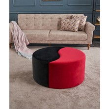 Favora Alis Puf - Kırmızı - Siyah